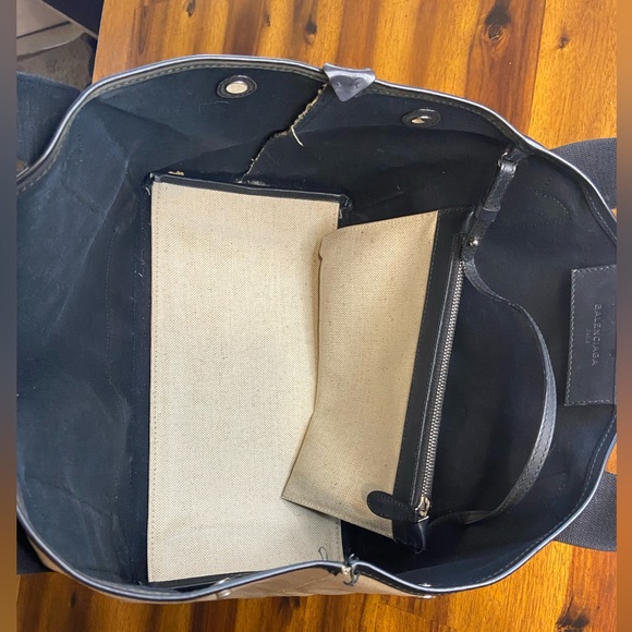 Balenciaga Paris Tote Bag Handbag Black and Cream Authentic - Picture 6 of 12